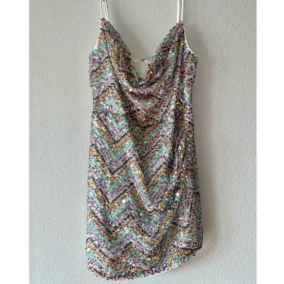 Sequin Cowl Mini Dress - Picture 4 of 4